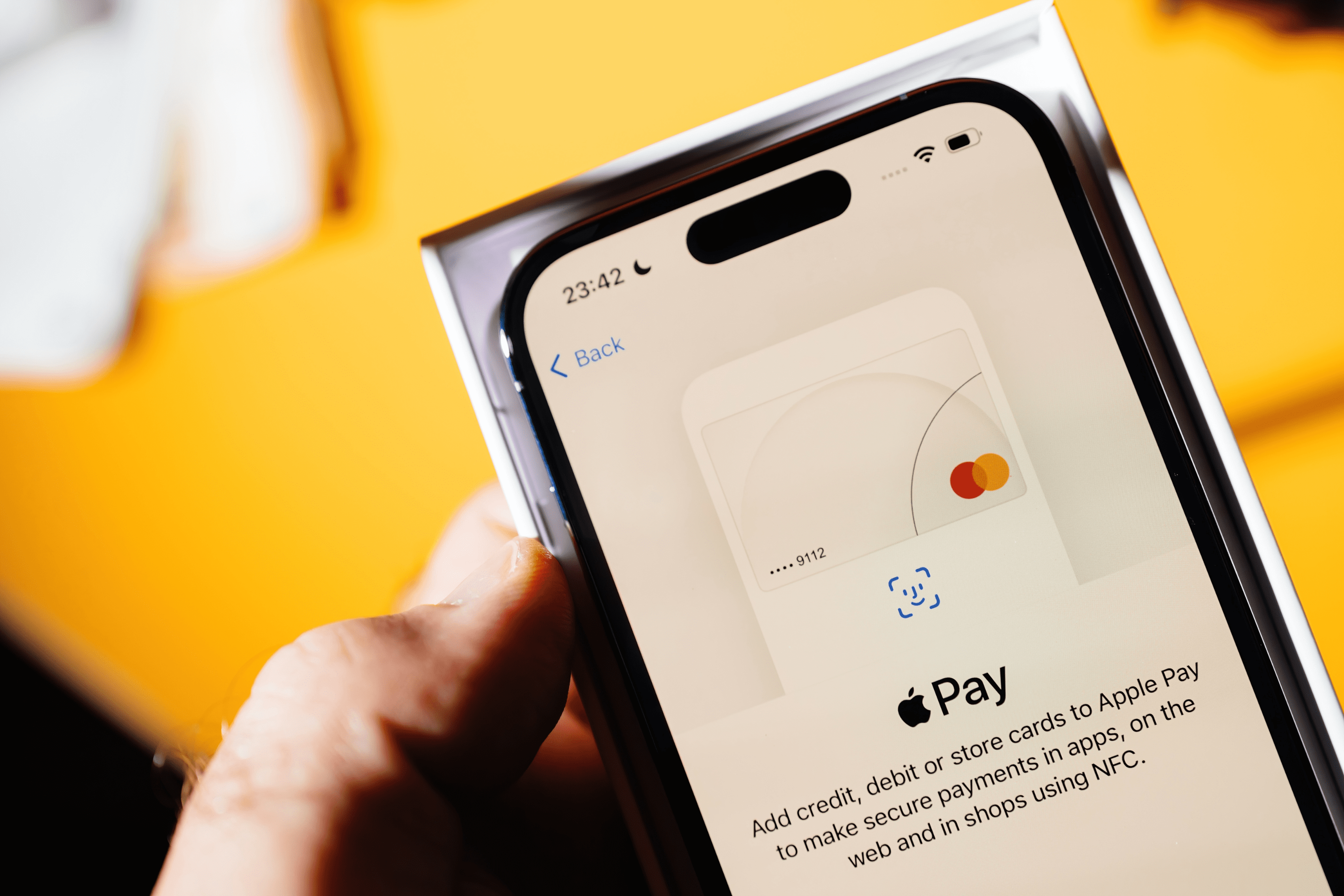 Configuración del menú de tarjeta de pago Mastercard en la aplicación del sistema de pago Apple Pay