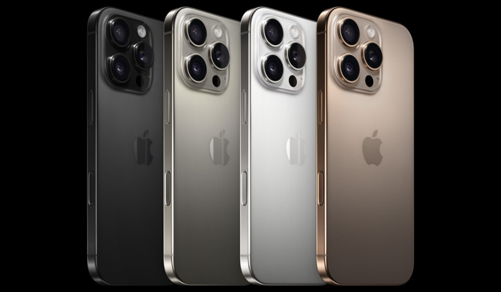 iPhone 16 Pro and iPhone 16 Pro Max will be available in four stunning finishes: black titanium, natural titanium, white titanium, and desert titanium.