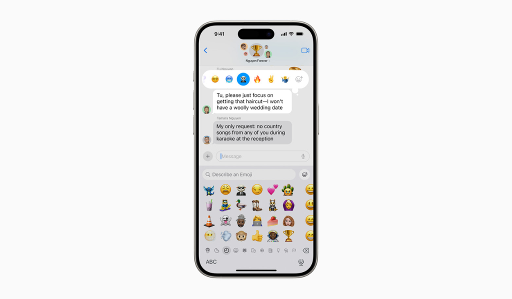 Los Genmojis también pueden compartirse como reacción en un Tapback.